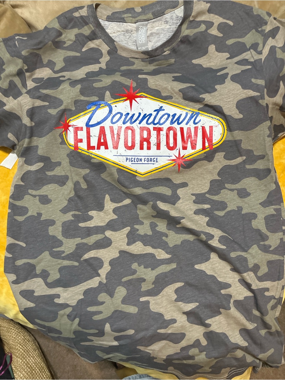 Downtown Flavortown Camo Graphic Tee - Olive/Gray